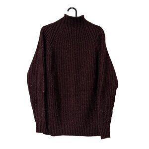 Dunhill Burgundy Cashmere Wool Heavyweight Mock Neck Ribbed Sweater Mens Small